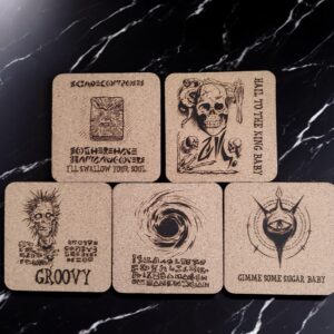 Evil Dead Necronomicon Coaster Set of 5 – Laser Engraved Cork Horror Drink Coasters