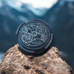 Doctor Who Gallifreyan Coaster Set of 6 – Laser Engraved Vegan Leather