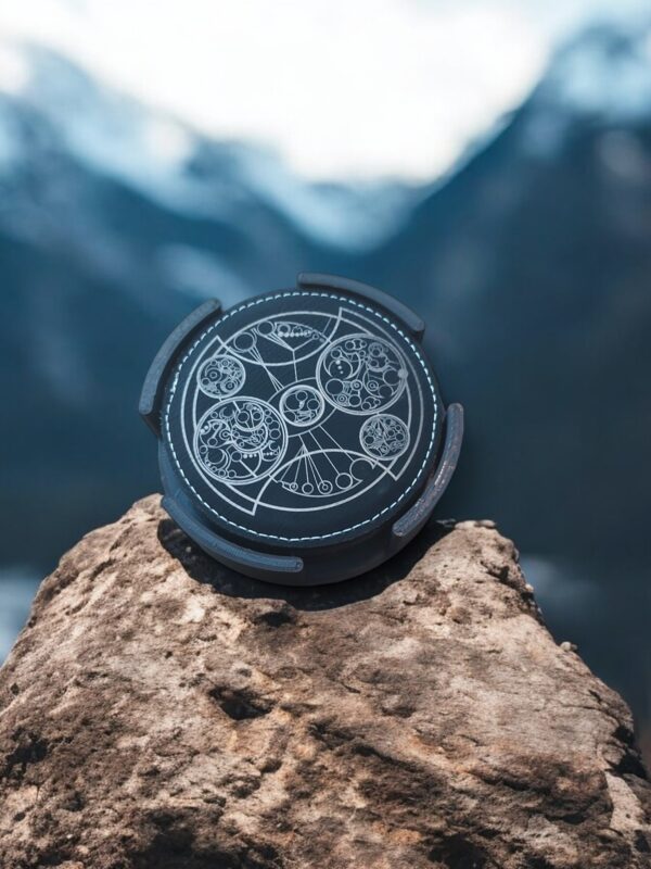 Doctor Who Gallifreyan Coaster Set of 6 – Laser Engraved Vegan Leather